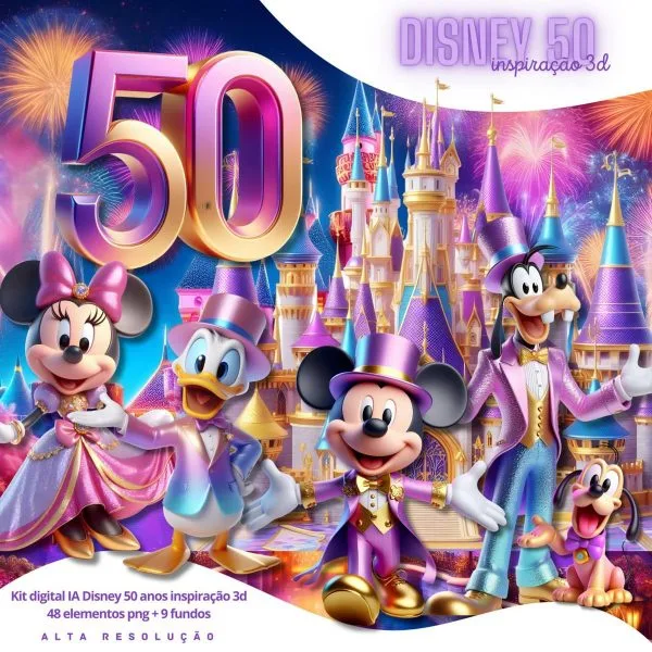 Cliparts Disney 50 Anos Imagens Png Personagens 3D Cute