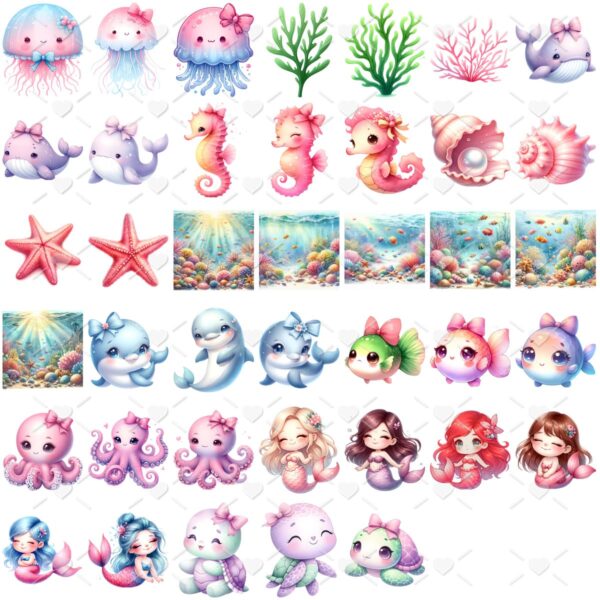 Cliparts Fundo do Mar Menina Baby Imagens Png 3D Cute