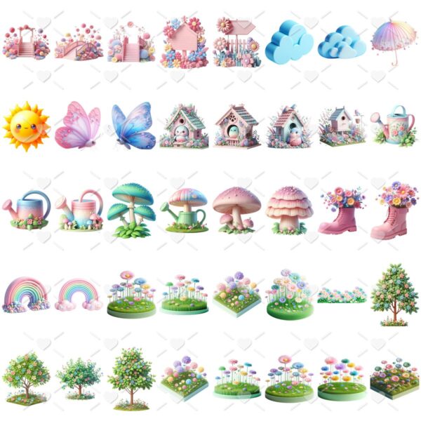 Cliparts Jardim Encantado Png 3D Mascotinhas Cute Baby Fofas