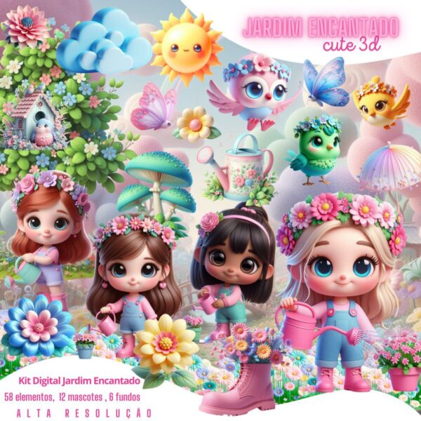 Cliparts Jardim Encantado Png 3D Mascotinhas Cute Baby Fofas