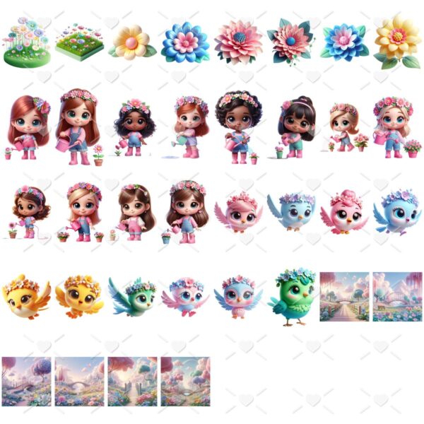 Cliparts Jardim Encantado Png 3D Mascotinhas Cute Baby Fofas