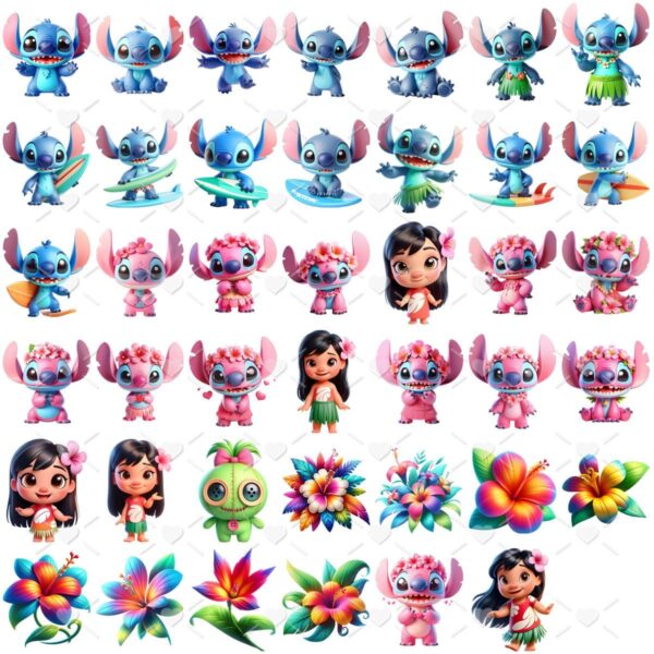 Cliparts Lilo, Stitch e Angel Imagens Png 3D Cute Baby