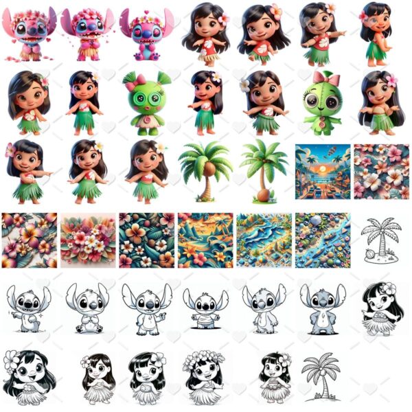 Cliparts Lilo, Stitch e Angel Imagens Png 3D Cute Baby