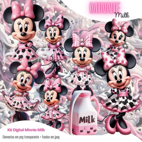 Cliparts Minnie Milk Rosa Delicado Fofo Cute Imagens Png