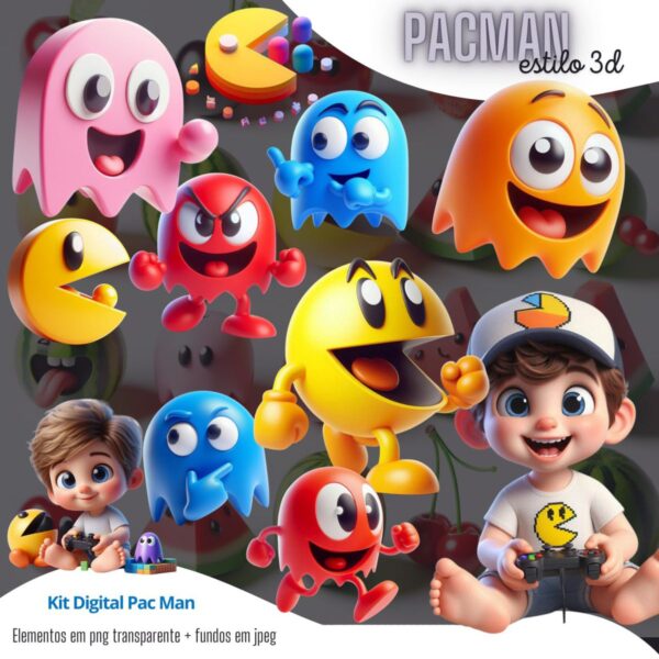Cliparts Pacman 3D Ilustrações Jogo Video Game Png Cute