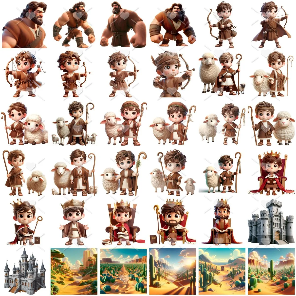 Cliparts Rei Davi e Golias Imagens Png 3D Cute Baby Menino