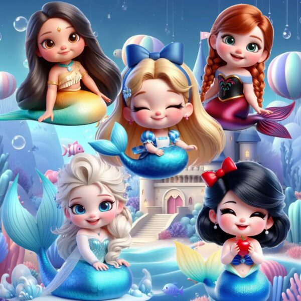 Cliparts Sereias Princesas Disney Png Mascotinhas 3D Bebês - Imagem 2