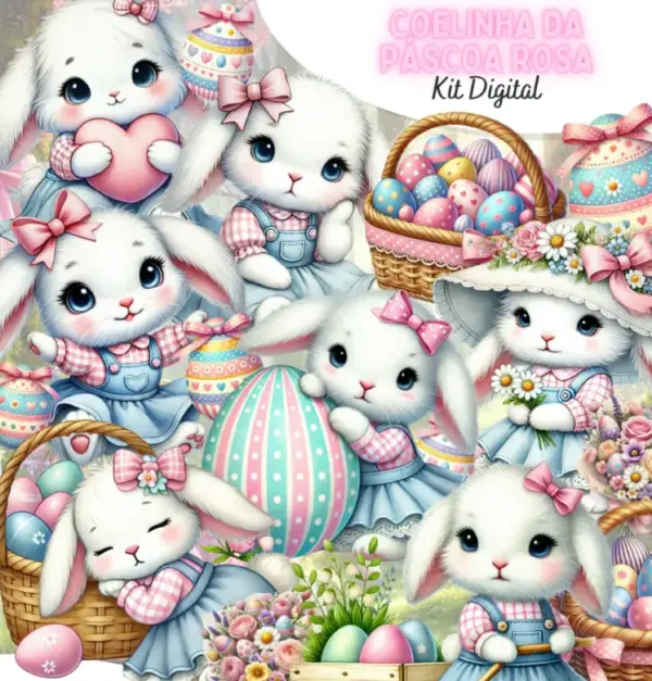 Coelhinha 3d Rosa Png Kit Digital Pascoa
