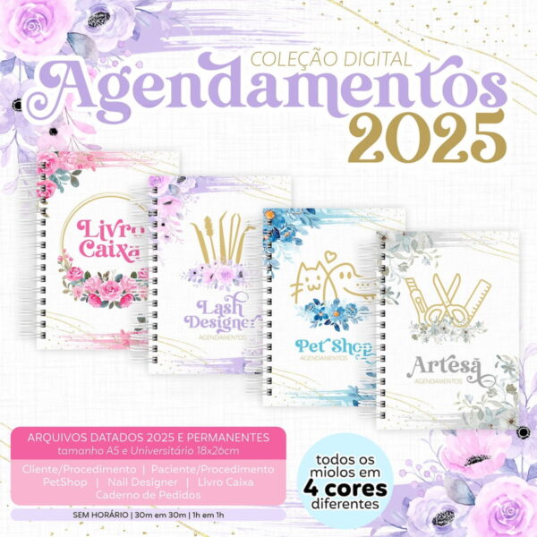 colecao agendamentos 2025 arquivo digital papelaria