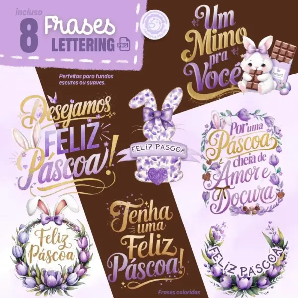Colecao De Pngs De Pascoa Em Lilas Para Projetos Criativos 5