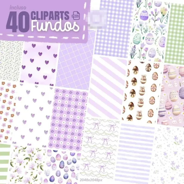 Colecao De Pngs De Pascoa Em Lilas Para Projetos Criativos 6
