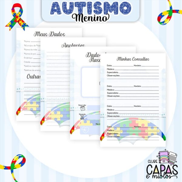 Coleção Encadernação Autismo Menino - Arquivo Digital