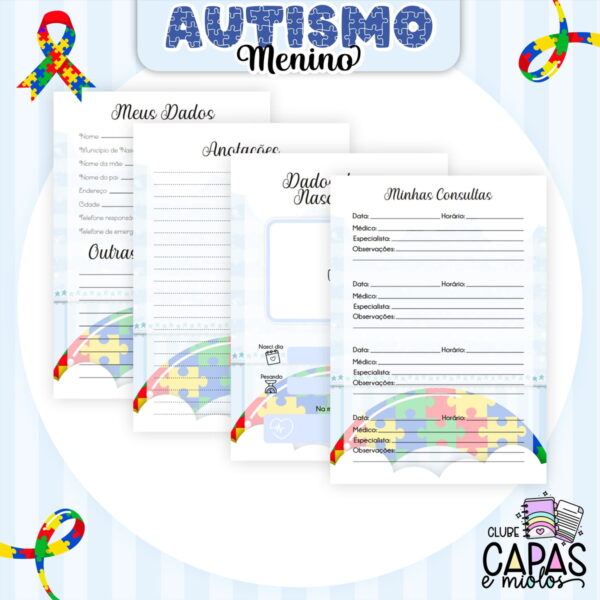 Coleção Encadernação Autismo Menino - Arquivo Digital - Imagem 4