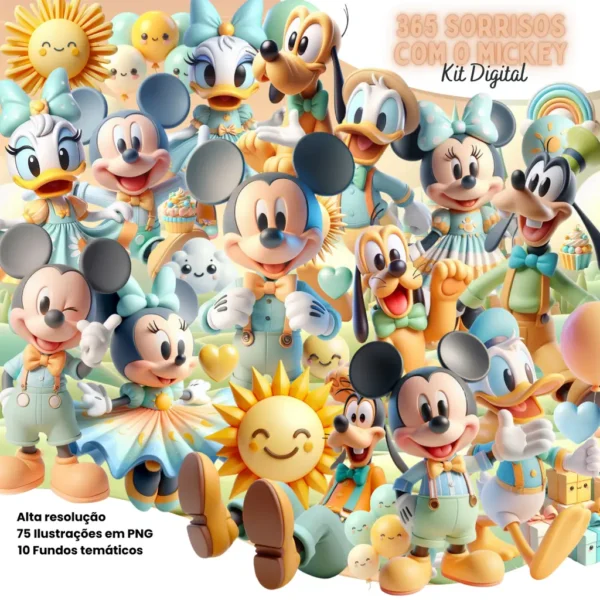 Coleção Mickey 365 Sorrisos - PNG para Sublimação e Mais