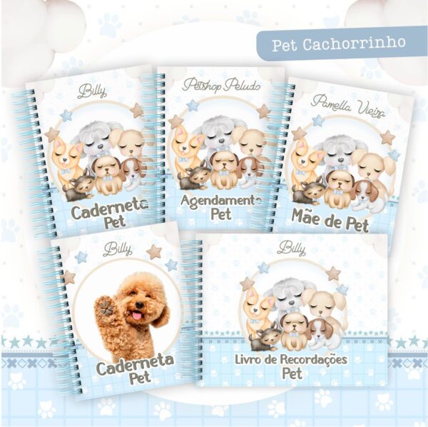 colecao pet cachorrinho azul arquivo digital papelaria personalizada