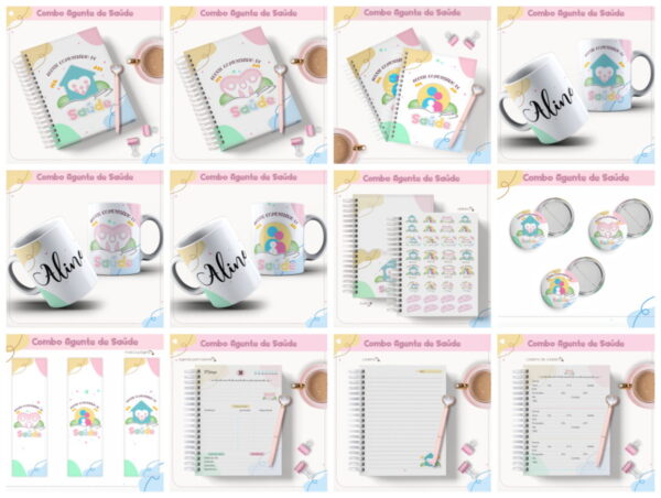 combo agente de saude arquivo digital papelaria personalizada