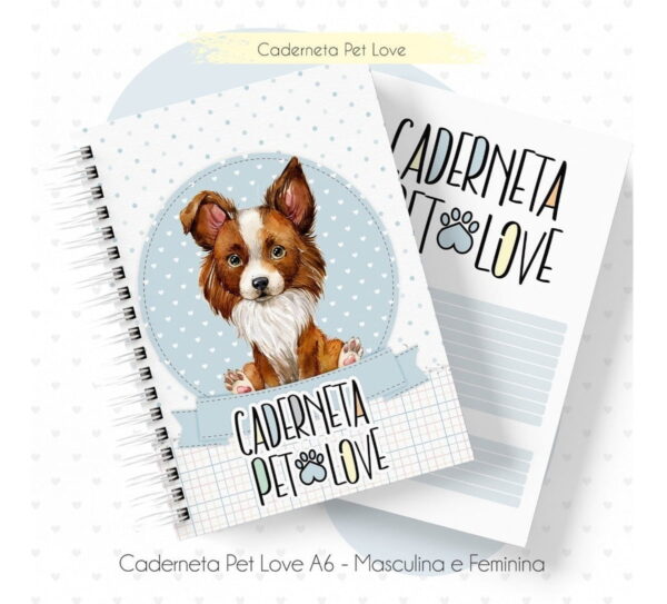 Combo Arquivo Encadernação Caderneta Saúde Cão Gato Pet Love