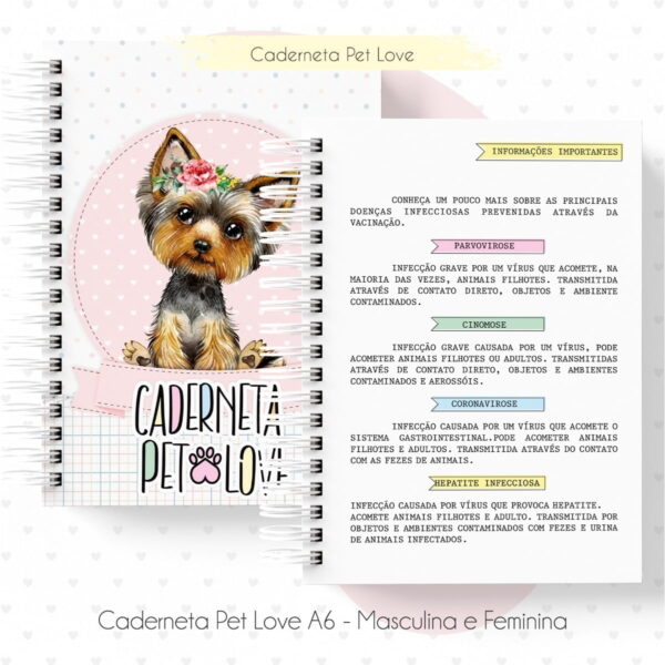 Combo Arquivo Encadernação Caderneta Saúde Cão Gato Pet Love