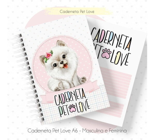 Combo Arquivo Encadernação Caderneta Saúde Cão Gato Pet Love