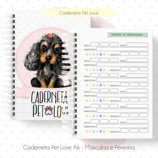 Combo Arquivo Encadernação Caderneta Saúde Cão Gato Pet Love