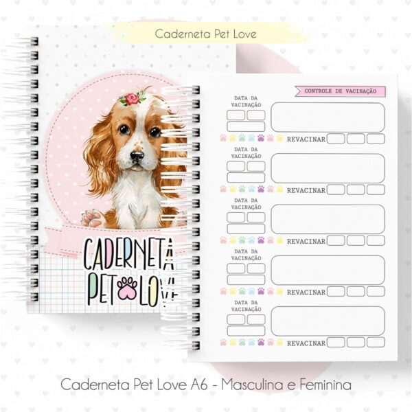 Combo Arquivo Encadernação Caderneta Saúde Cão Gato Pet Love