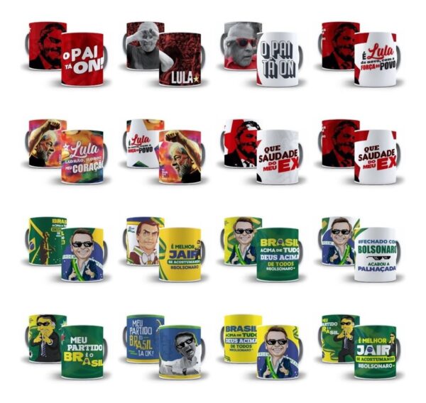 Combo Arte Caneca Lula Bolsonaro 36 Sublimação Arquivos Png