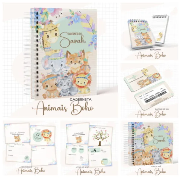 Combo Baby Animais Boho - Arquivo Digital