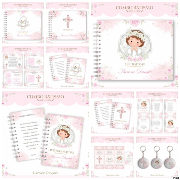 combo batizado menina arquivo digital scrapbook