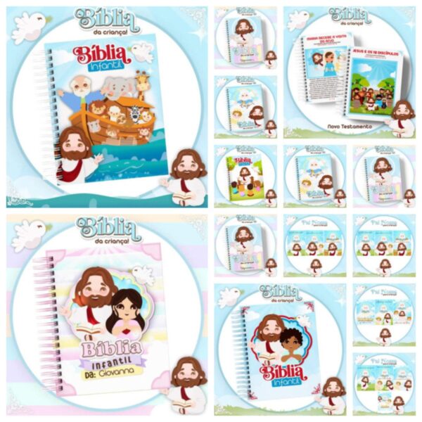 combo biblia infantil arquivo digital capas para encadernacao de cadernos