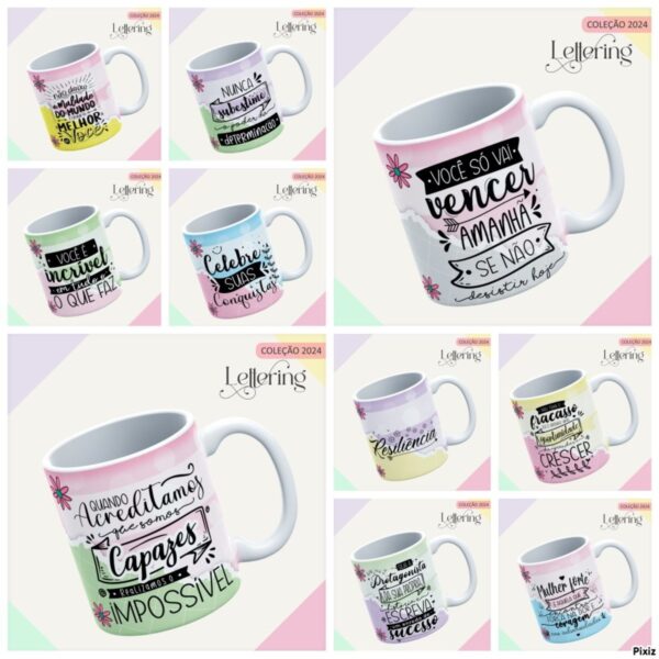 Combo Capas e Canecas Lettering - Arquivo Digital - Imagem 2