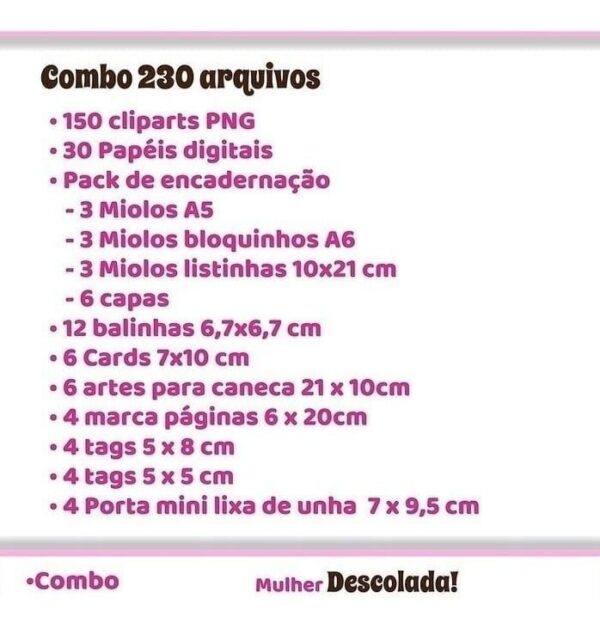 Combo Digital Dia Da Mulher Descolada Frases Encadernação