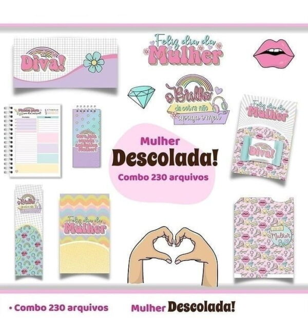 Combo Digital Dia Da Mulher Descolada Frases Encadernação