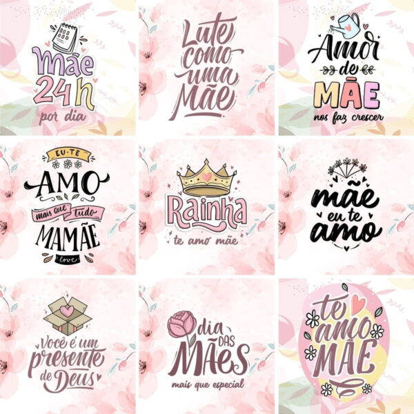 Combo Estampas Mães Frases Capa Agenda Arte Caneca Lettering