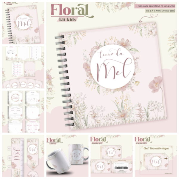combo kids floral arquivo digital kit digital