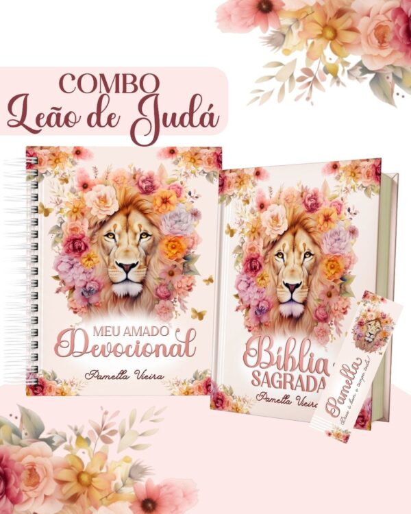 combo leao de juda rosa encadernacao arte digital