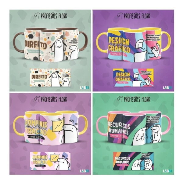 Combo Profissões Artes Estampas Sublimação Caneca Flork V1