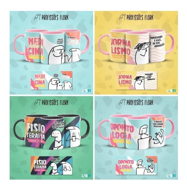 Combo Profissões Artes Estampas Sublimação Caneca Flork V1
