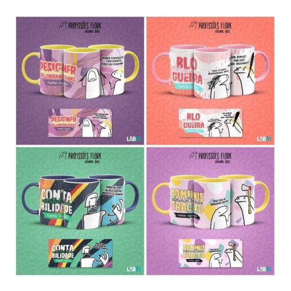 Combo Profissões Artes Estampas Sublimação Caneca Flork V2