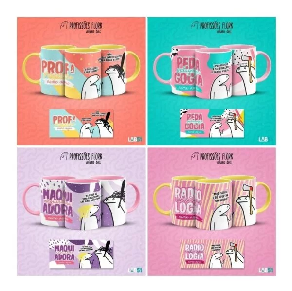 Combo Profissões Artes Estampas Sublimação Caneca Flork V2