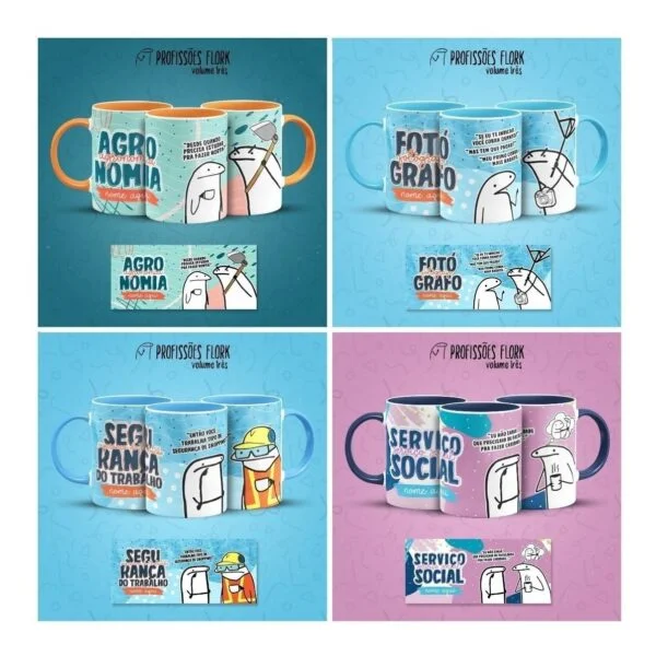 Combo Profissões Artes Estampas Sublimação Caneca Flork V3