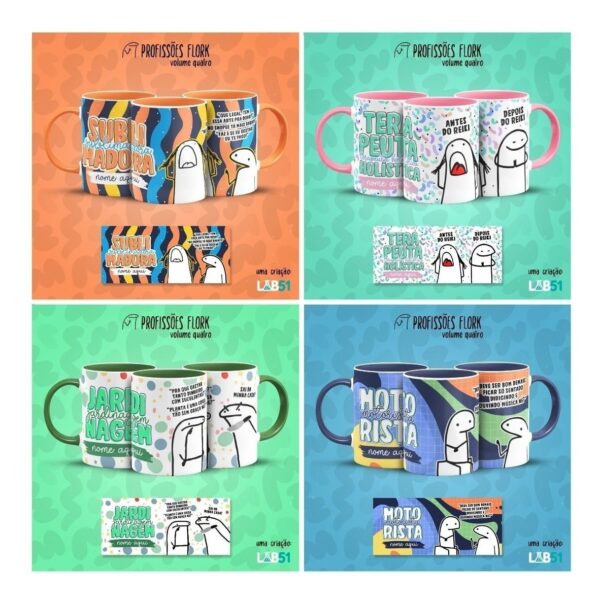 Combo Profissões Artes Estampas Sublimação Caneca Flork V4