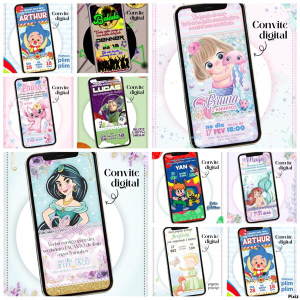 Convites Digitais Infantil - Arquivo Digital - Imagem 5