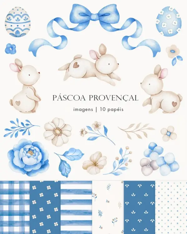 decoracao de pascoa provencal aquarelada pngs exclusivos