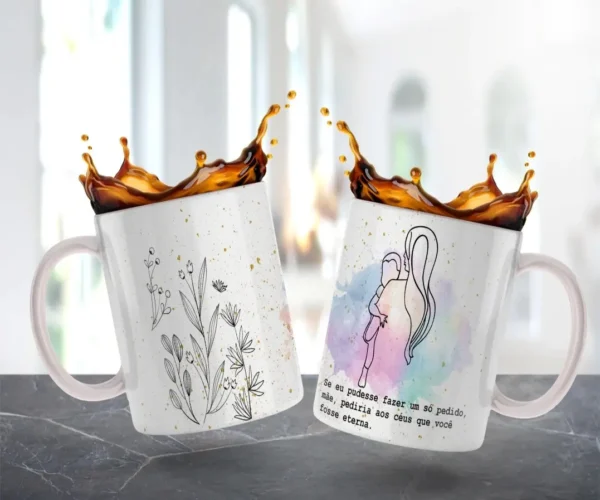 Decoração Minimalista para Canecas - Dia das Mães