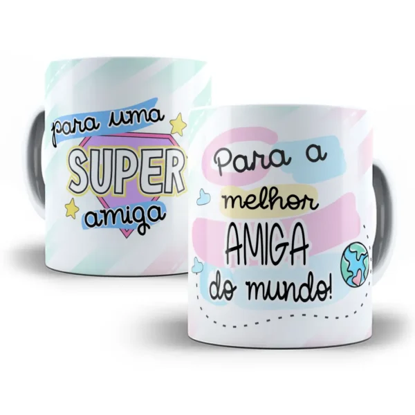 Design Caneca Amiga do Mundo: Estampa Alegre e Fofa