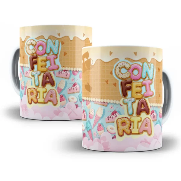 Design Caneca Profissão Tema de Confeitaria