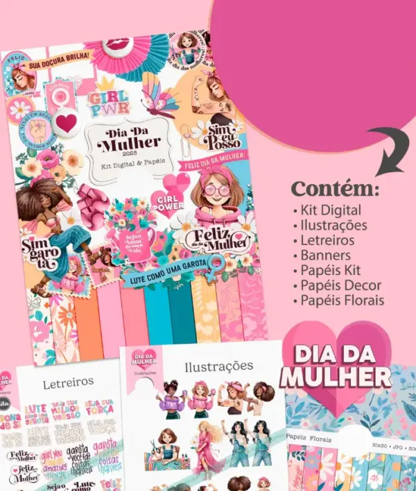 Designs Png Dia Da Mulher Kit Para Scrapbooking E Papercraft 2