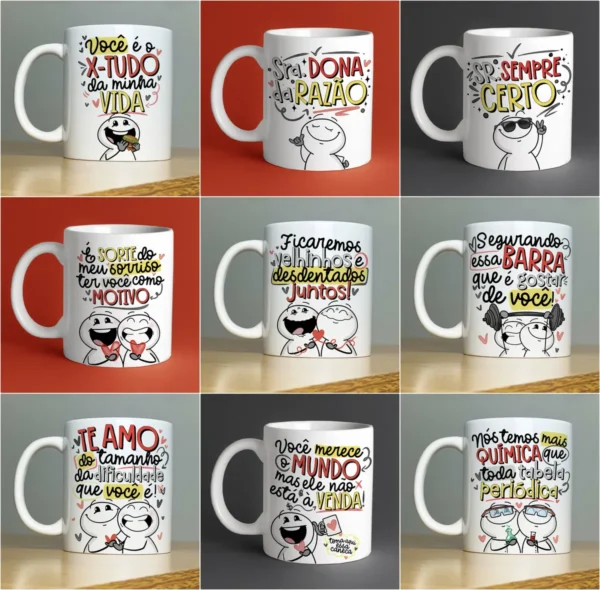 Designs Prontos para Canecas de Namorados em JPG