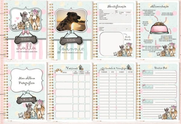 diario planner pet arquivo digital papel e scrapbook