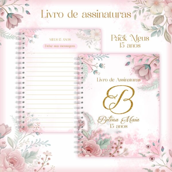 Encadernação 15 Anos Debutante Floral - Arquivo Digital - Imagem 2